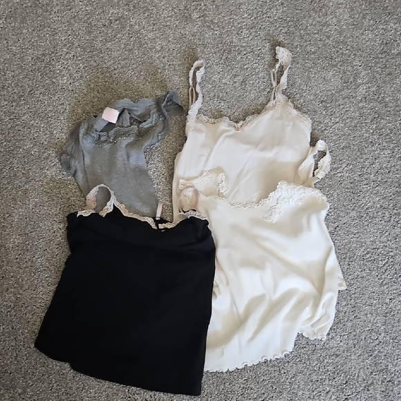 Victoria's Secret Lace Trim Camisoles - Black, Gray, Cream - Picture 1 of 5